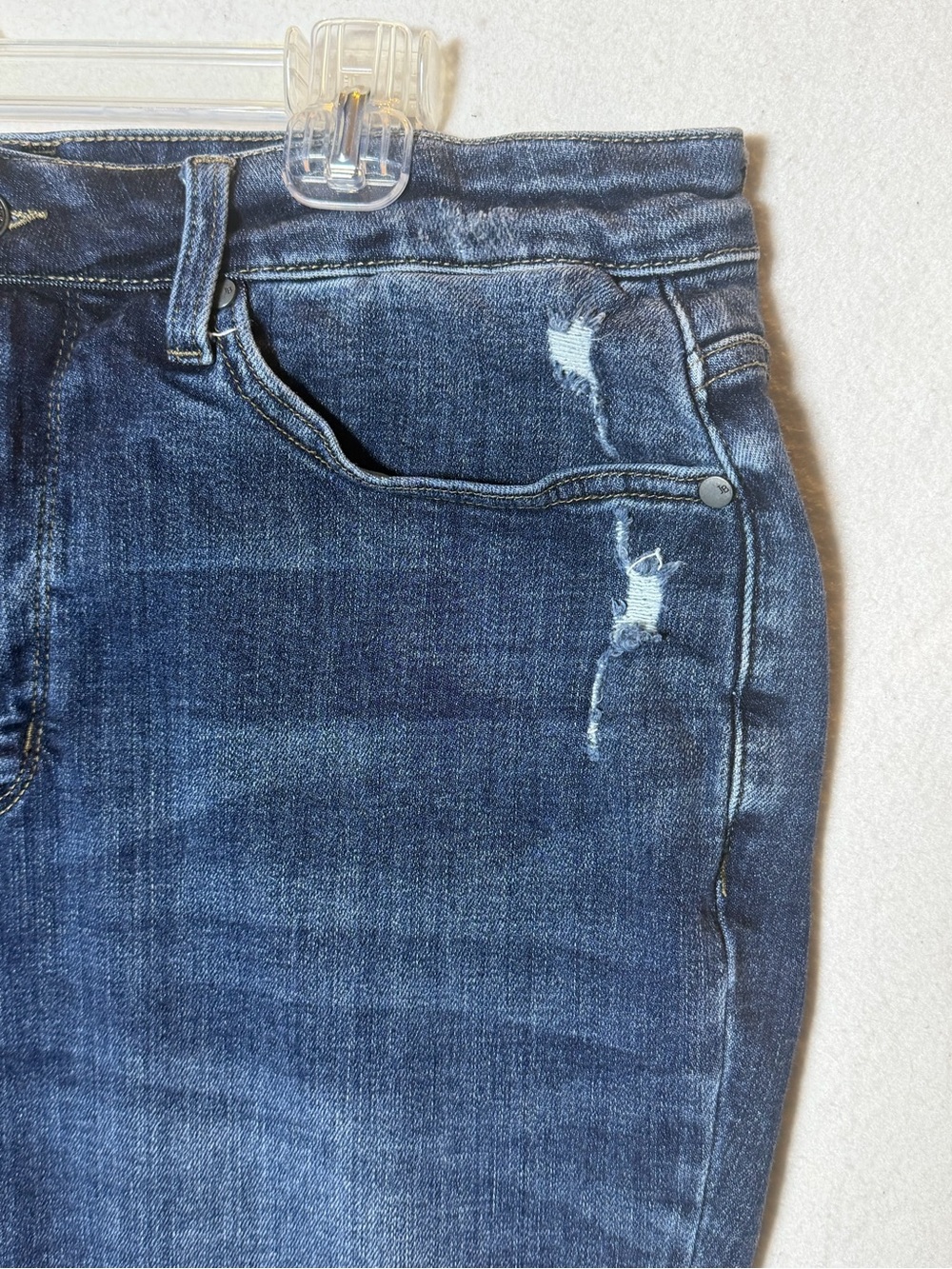 Judy Blue High Rise Skinny Jeans Distressed Raw Frayed Hem Dark Wash 18W - Picture 2 of 6